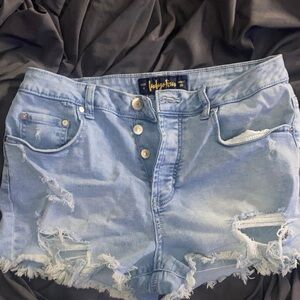 Indigo Rein Light Blue Distressed Jean Shorts